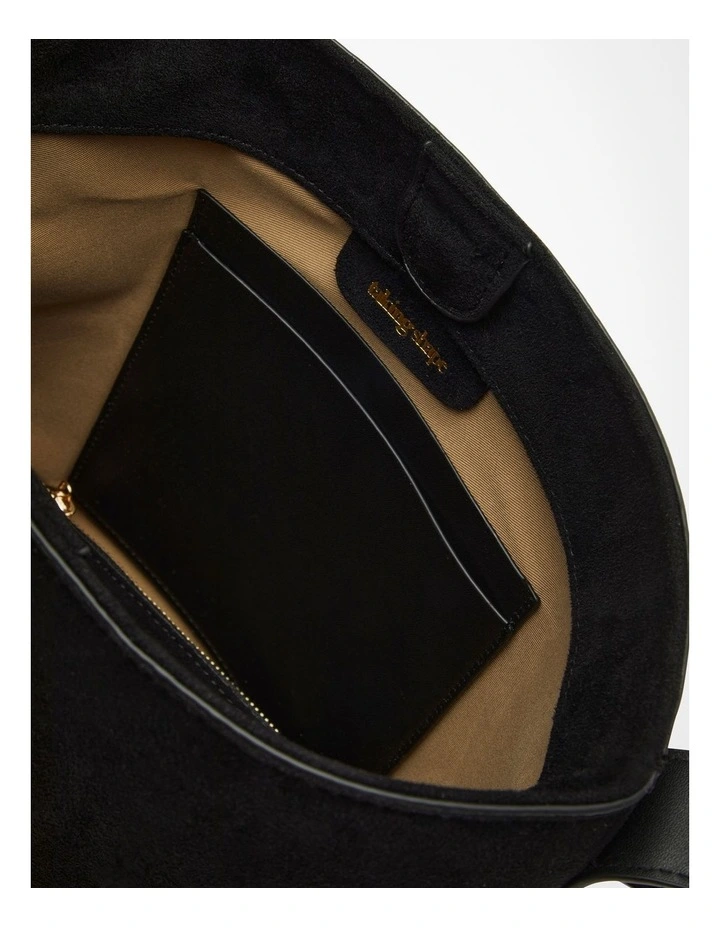 Faux Suede Shoulder Bag in Black image 5
