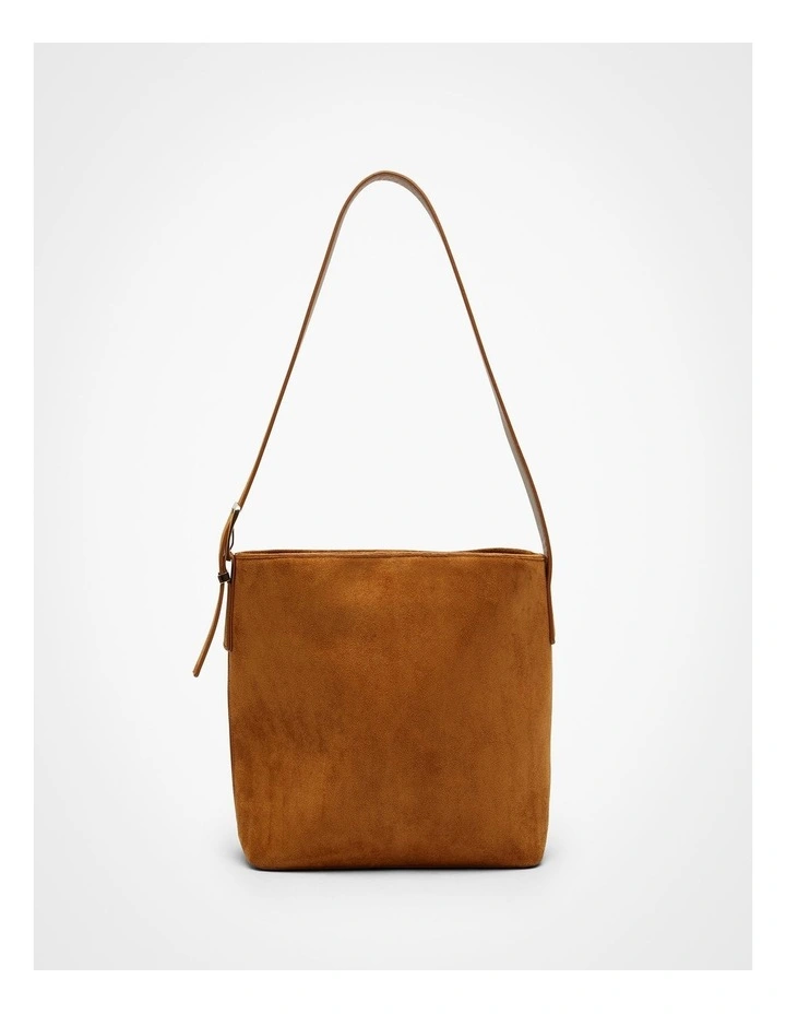 Faux Suede Shoulder Bag in Tan image 1