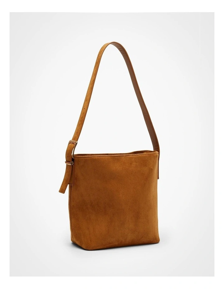Faux Suede Shoulder Bag in Tan image 2