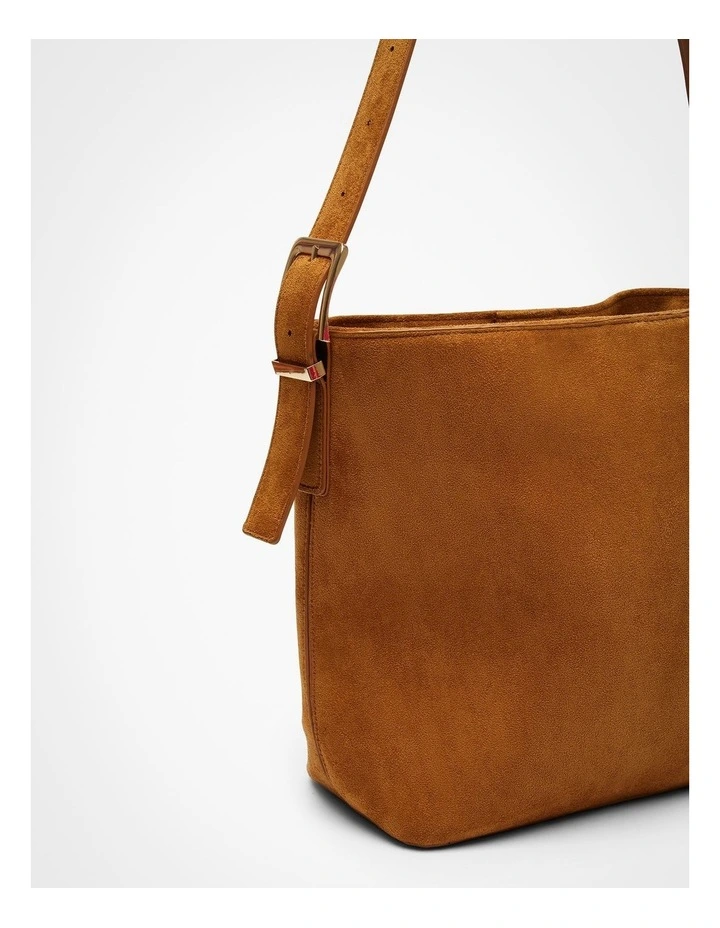 Faux Suede Shoulder Bag in Tan image 3