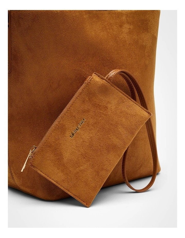 Faux Suede Shoulder Bag in Tan image 4