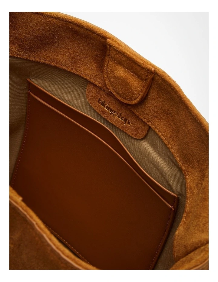 Faux Suede Shoulder Bag in Tan image 5