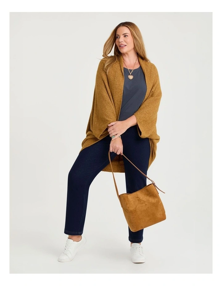 Faux Suede Shoulder Bag in Tan image 6