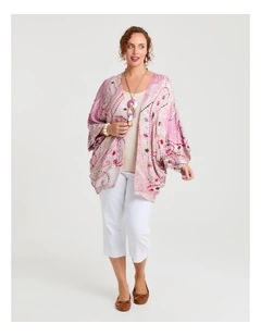 Embroidered Jacquard Cape in Pink