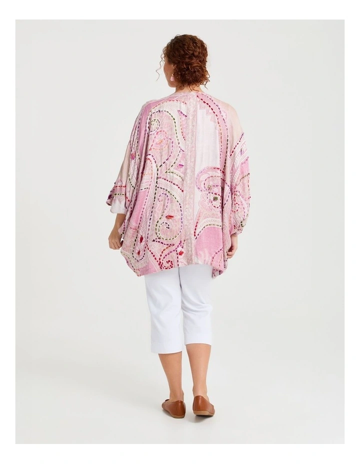 Embroidered Jacquard Cape in Pink image 2