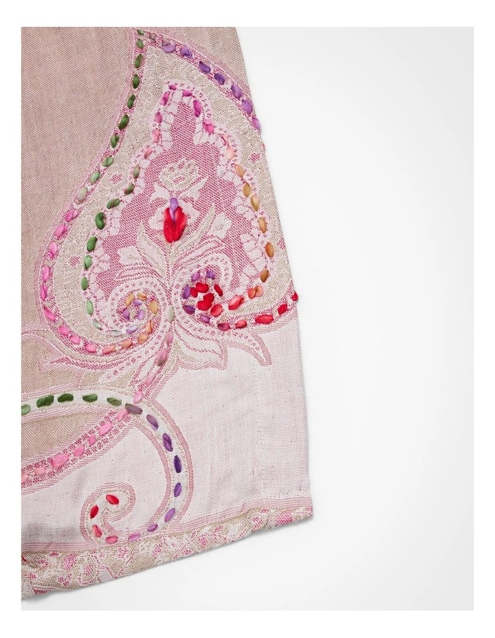 Embroidered Jacquard Cape in Pink image 5