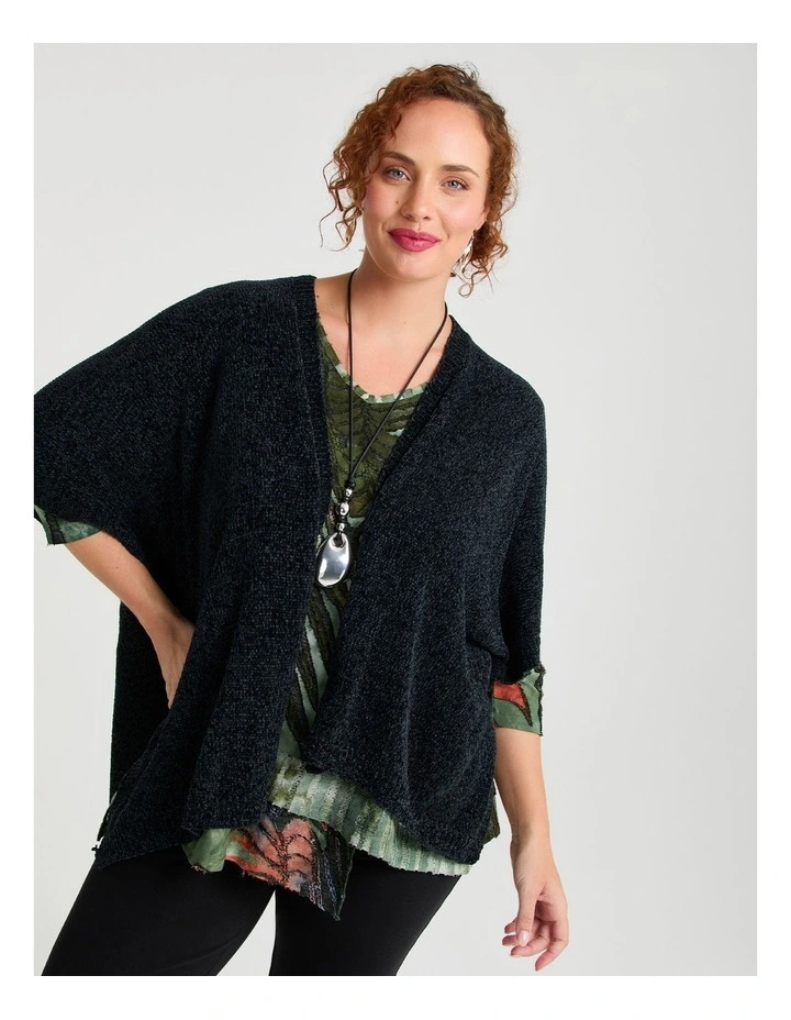 Chenille Cape in Black image 3