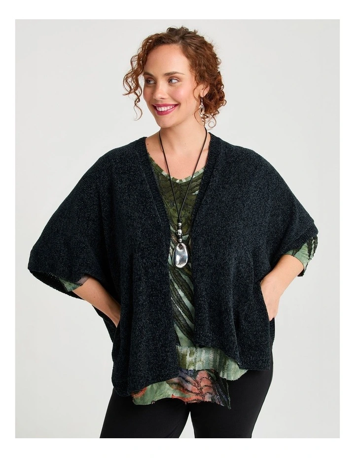 Chenille Cape in Black image 4