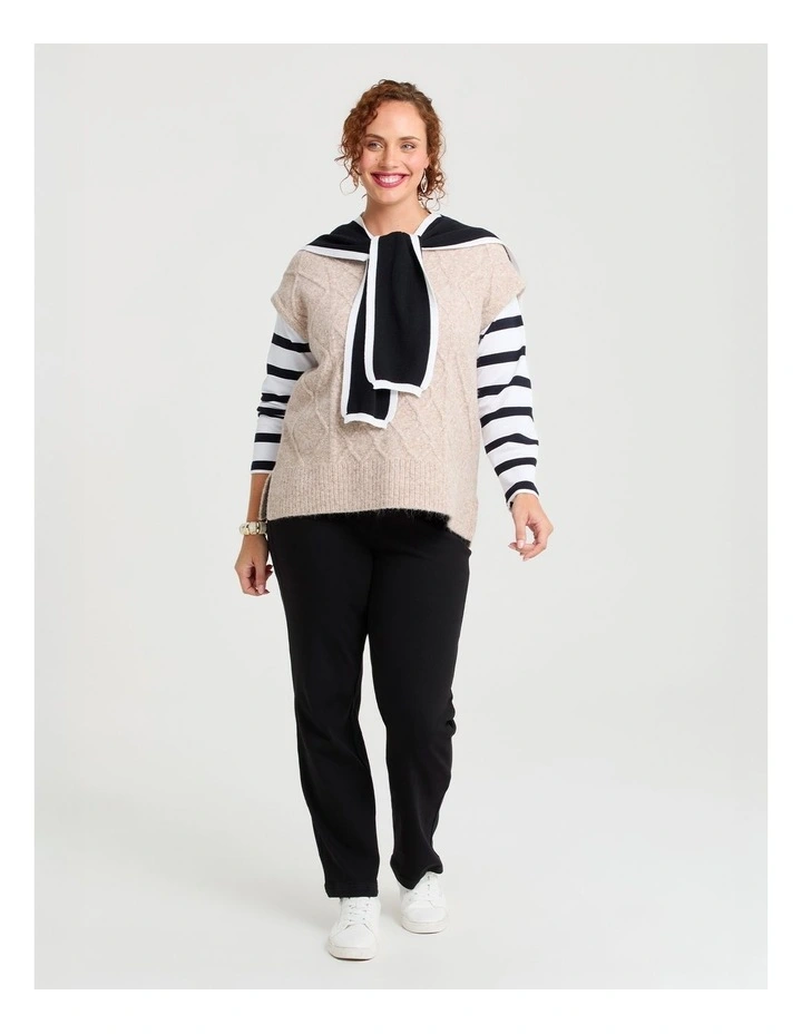 On The Shoulder Tie Up Top in White/Black image 3