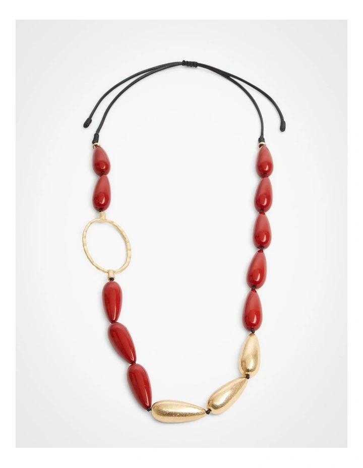 Beaded Long Necklace in Terracotta image 1