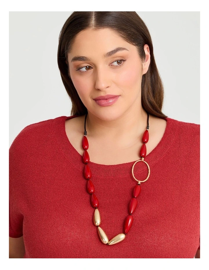 Beaded Long Necklace in Terracotta image 2