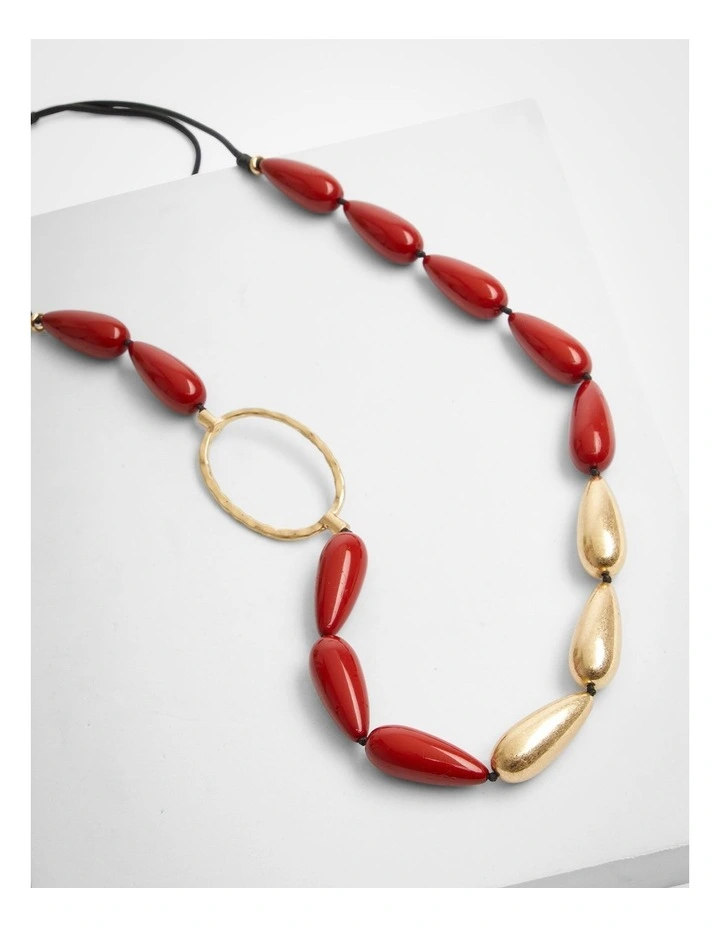 Beaded Long Necklace in Terracotta image 3