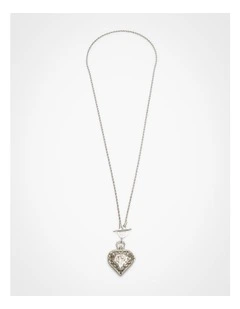Multi Wear Heart Watch Necklace Silver