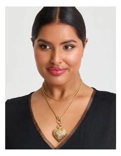 Multi Wear Heart Watch Necklace Gold