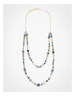 Crystal Layered Necklace Green