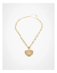 Short Diamante Heart Necklace Smoky Quartz