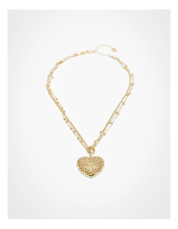 Short Diamante Heart Necklace Smoky Quartz image 1