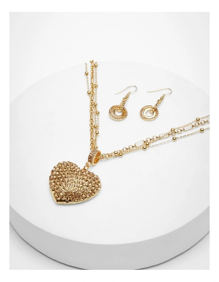 Short Diamante Heart Necklace Smoky Quartz image 2