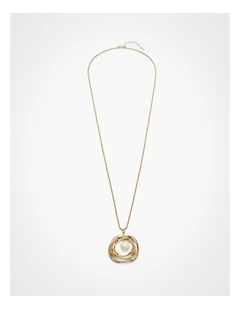Long Pearl Gong Necklace Gold