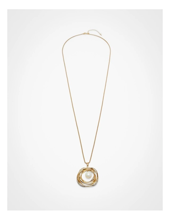 Long Pearl Gong Necklace Gold image 1