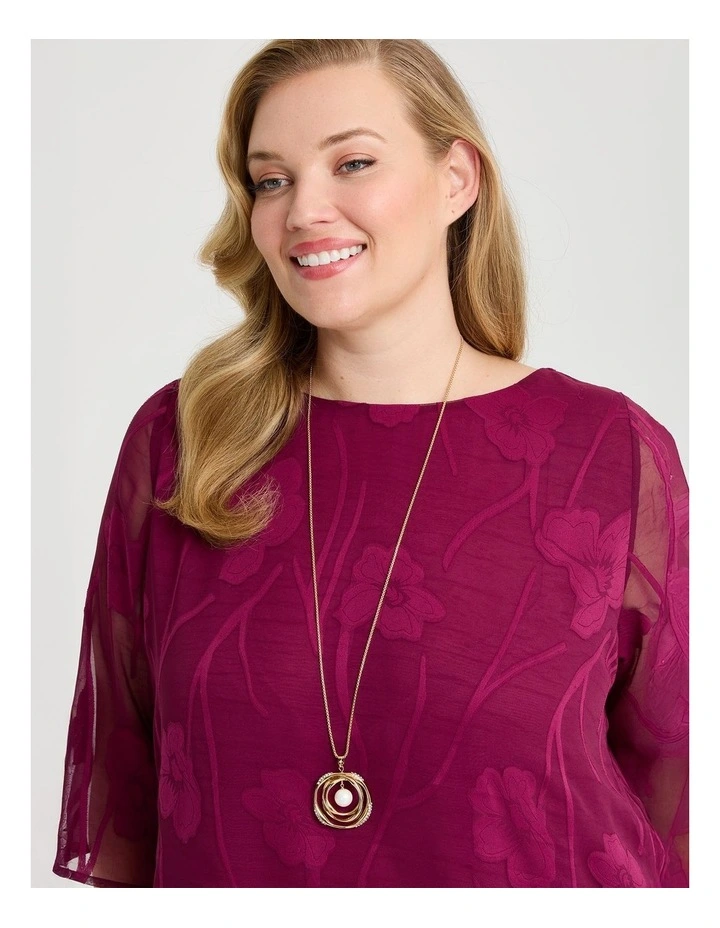 Long Pearl Gong Necklace Gold image 2