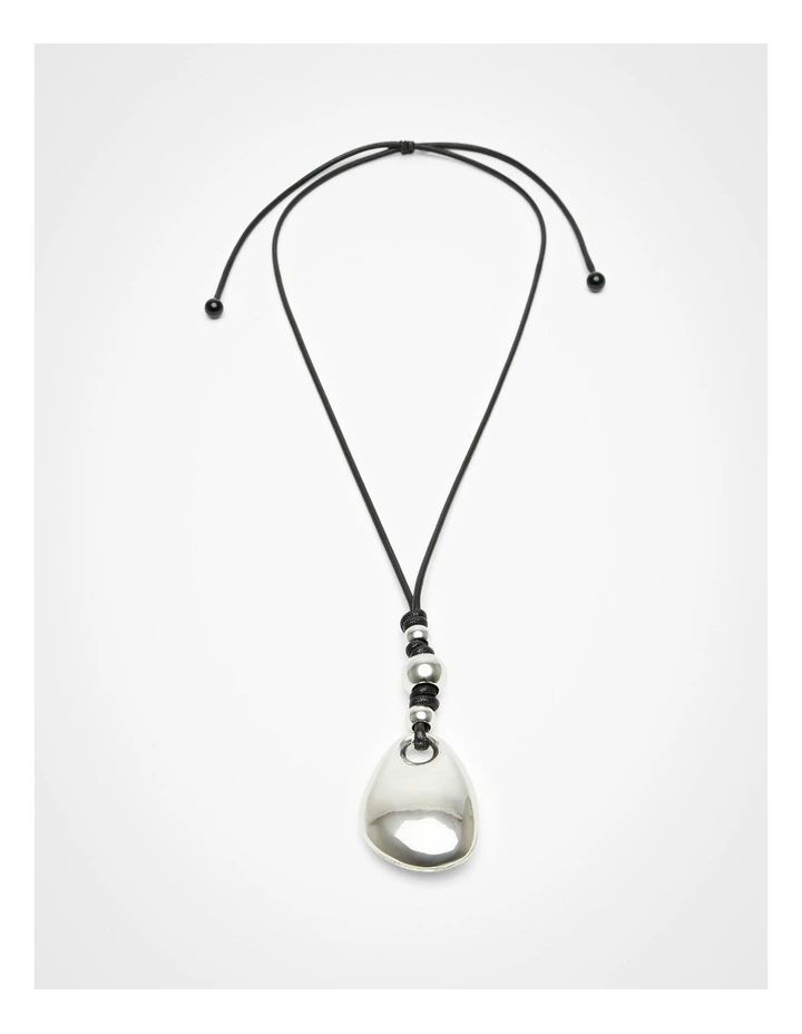 Shiny Tear Drop Necklace Silver image 1