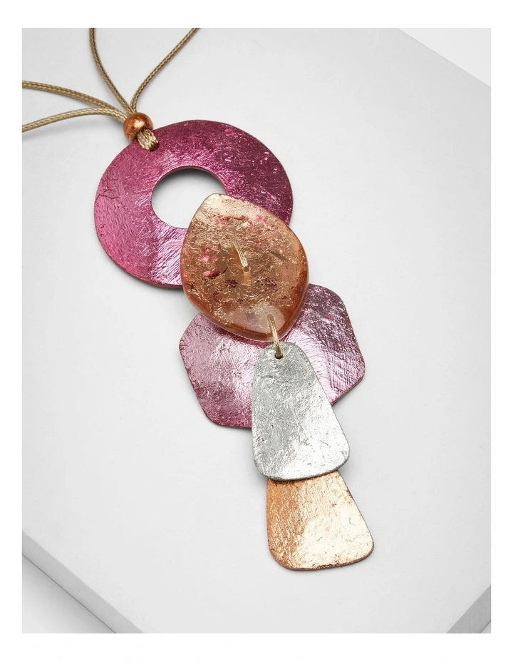 Metallic Foil Cluster Necklace Blush image 3