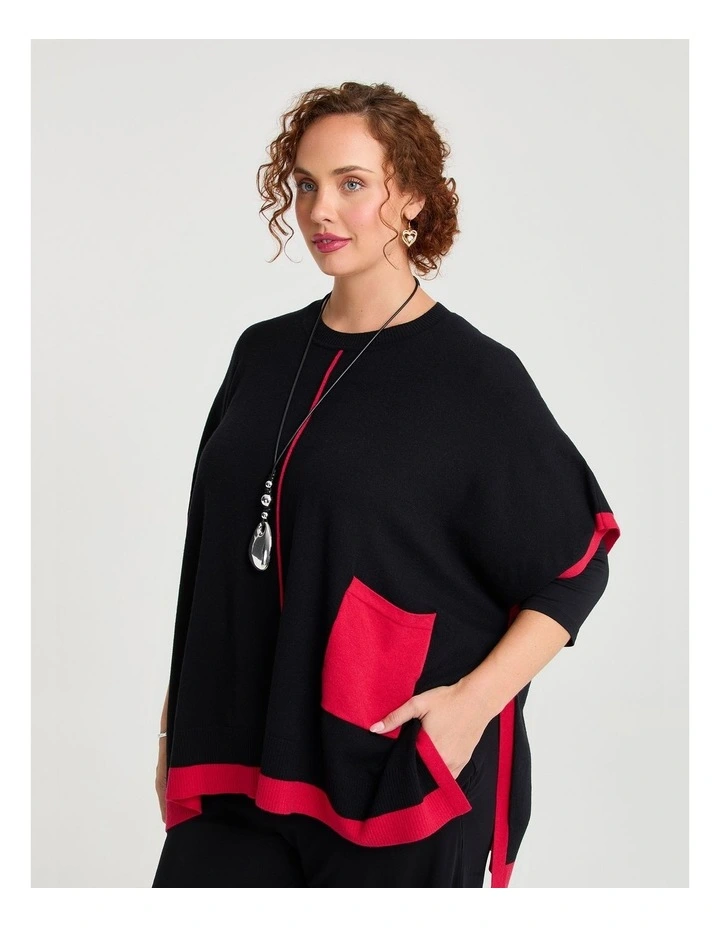 Poncho in Red/Black image 4