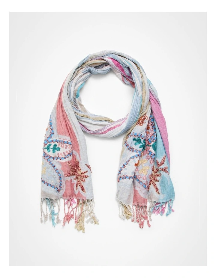 Shirred Pretty Floral Scarf in Multi image 1