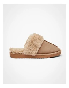 Fluffy Scuff Slipper Taupe