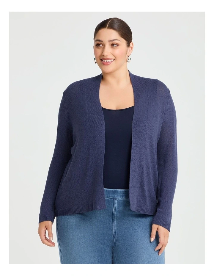 Open Knit Cardigan Denim Blue image 1