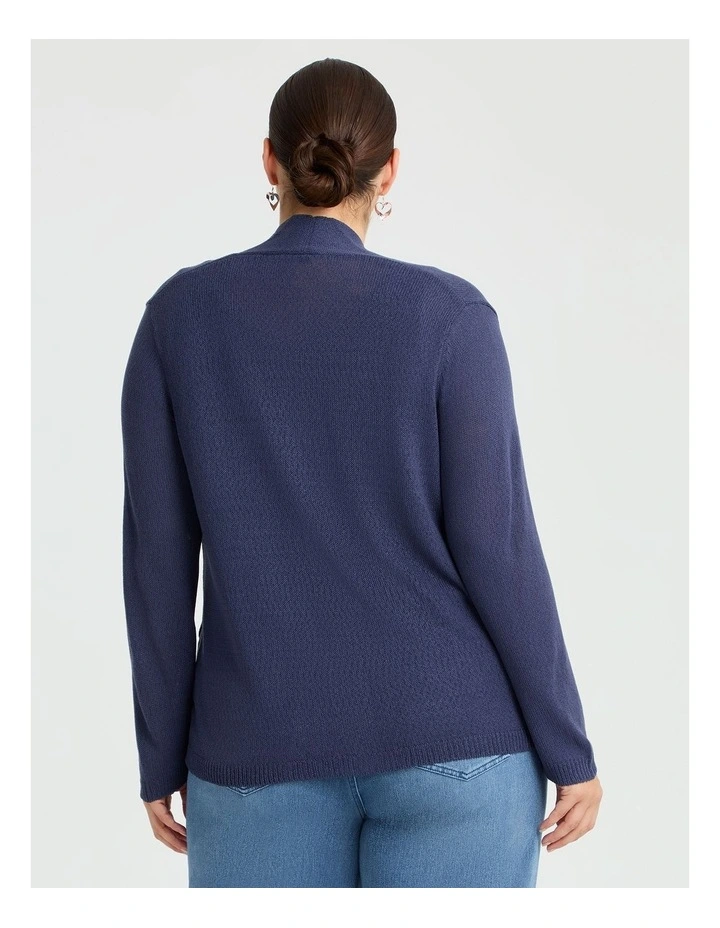 Open Knit Cardigan Denim Blue image 2