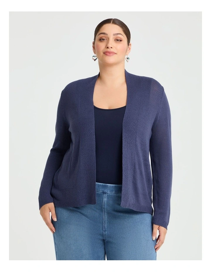 Open Knit Cardigan Denim Blue image 3