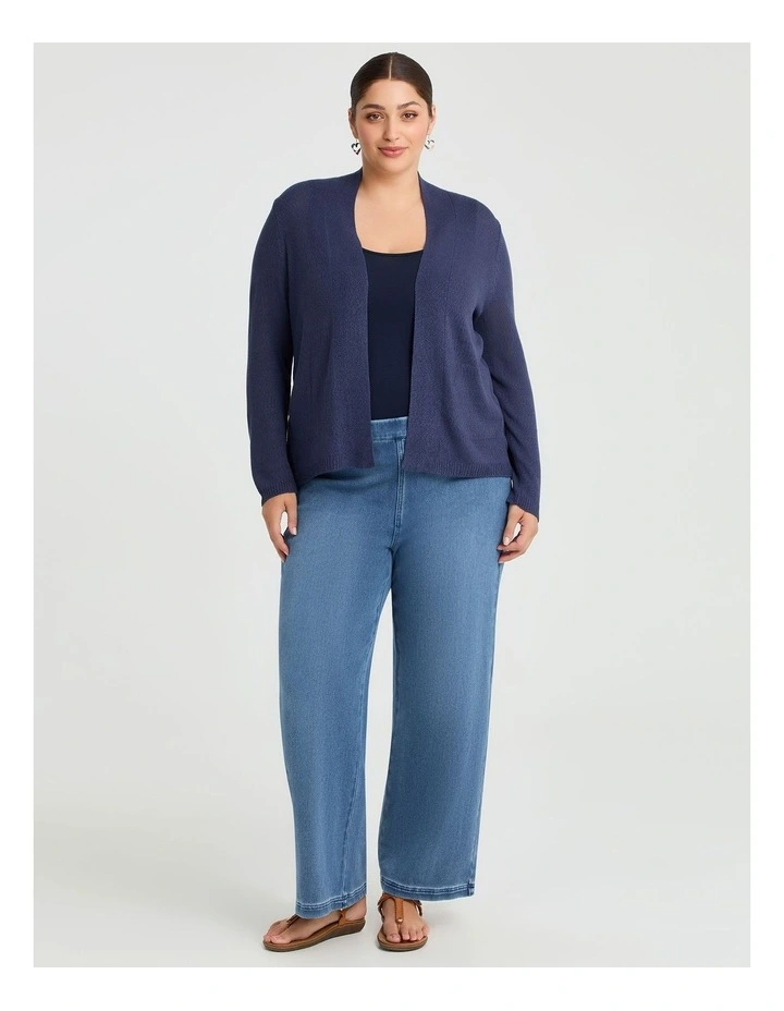 Open Knit Cardigan Denim Blue image 4