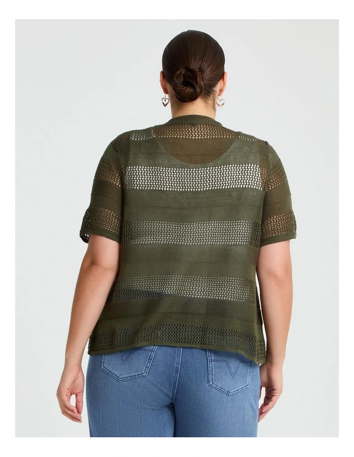 Pointelle Cardigan Khaki image 2