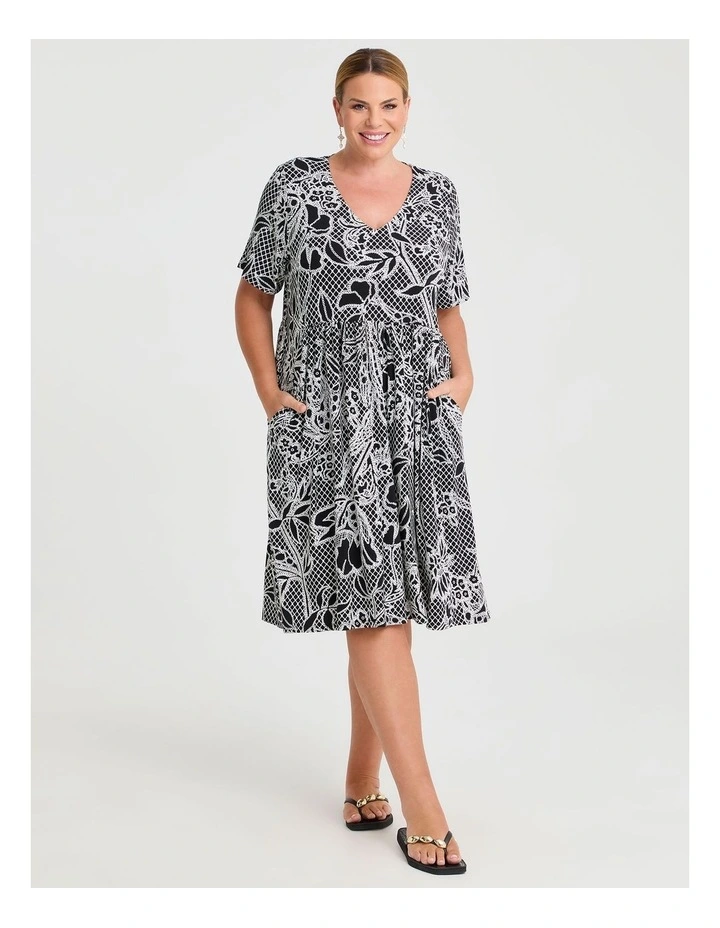 Joy Printed Dress Black/white image 1