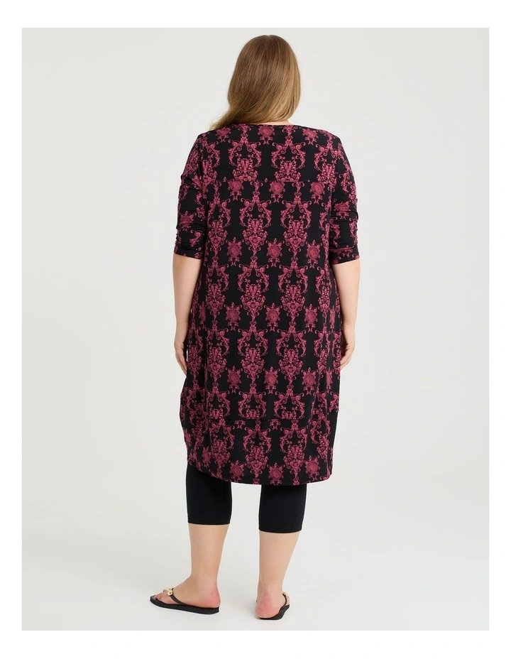 Printed Tulip Dress in Cranberry/Black image 2