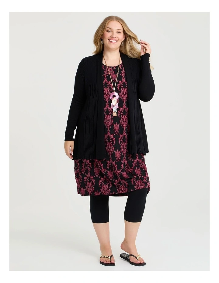 Printed Tulip Dress in Cranberry/Black image 4