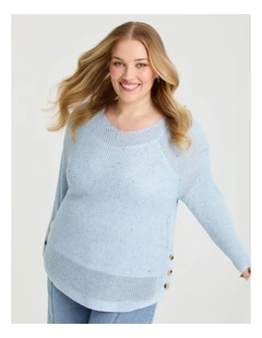 Side Button Jumper in Dusty Blue