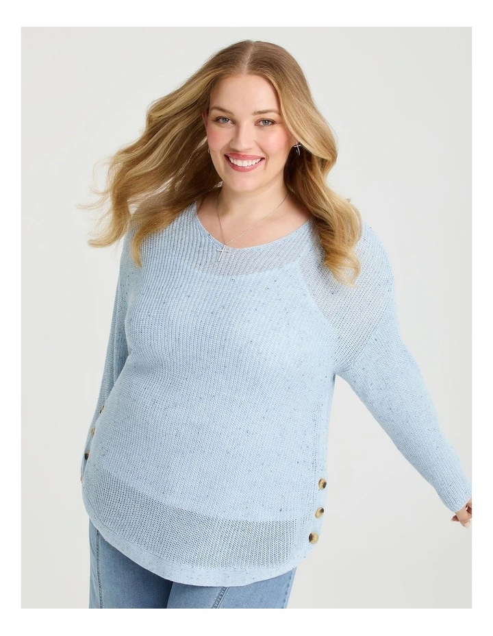 Side Button Jumper in Dusty Blue image 1