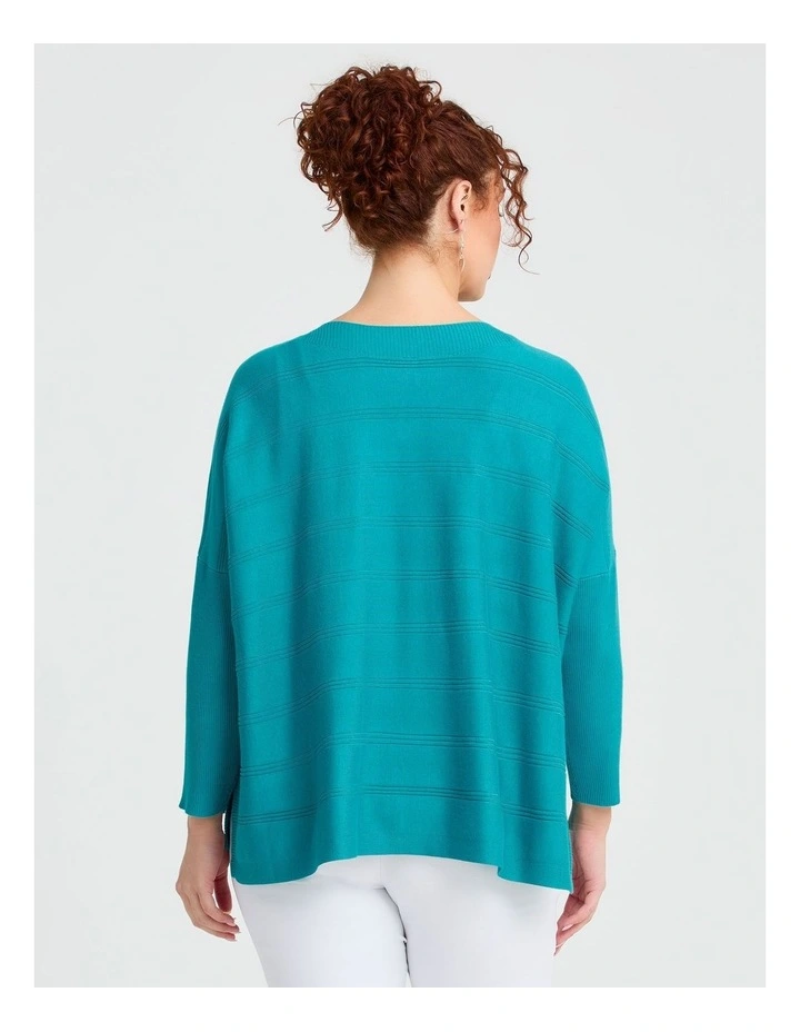 Natural Rib Batwing Jumper Turquoise image 2
