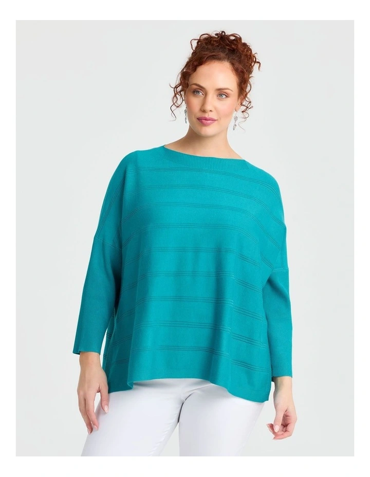 Natural Rib Batwing Jumper Turquoise image 4