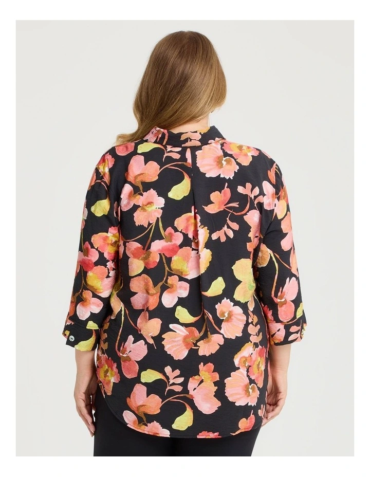 Cassandra Print Shirt Black/Coral image 2