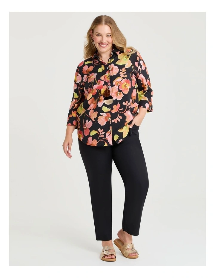 Cassandra Print Shirt Black/Coral image 3