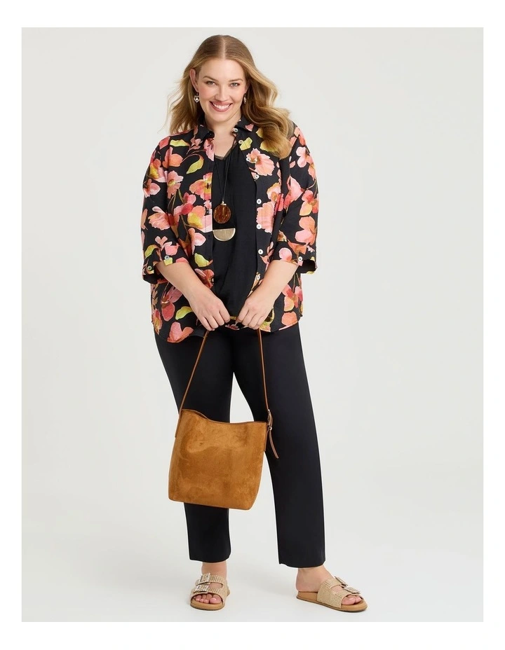 Cassandra Print Shirt Black/Coral image 4