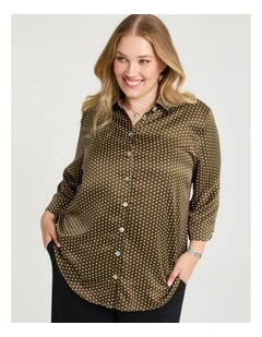 Cassandra Print Shirt in Chocolate