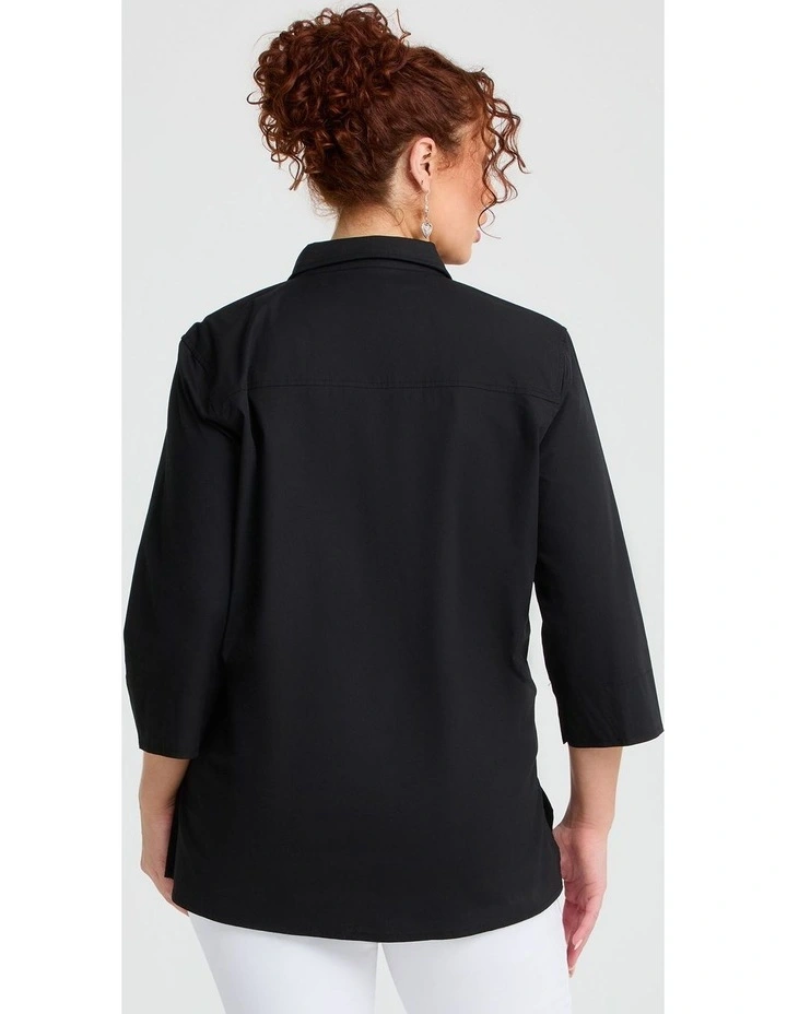 Stretch Cotton Poplin Shirt Black image 2