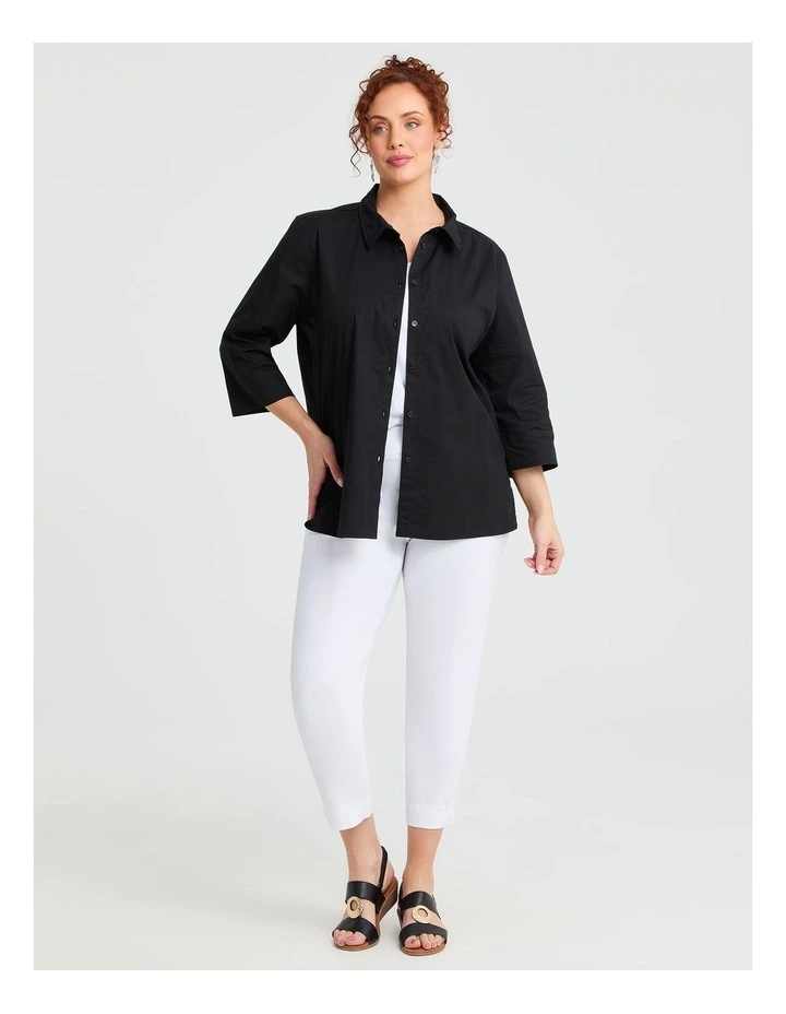 Stretch Cotton Poplin Shirt Black image 4