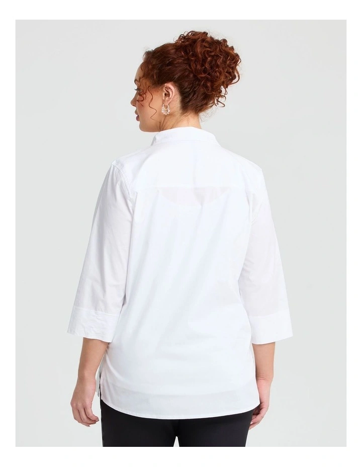 Stretch Cotton Poplin Shirt White image 2