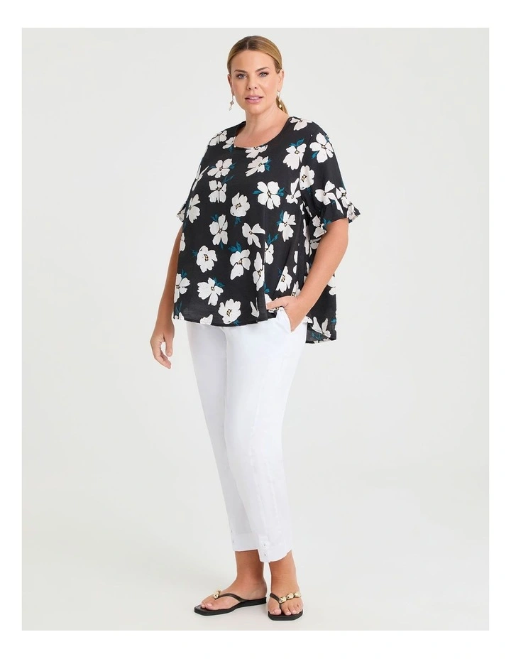 Yalina Natural Top Black White Floral image 2